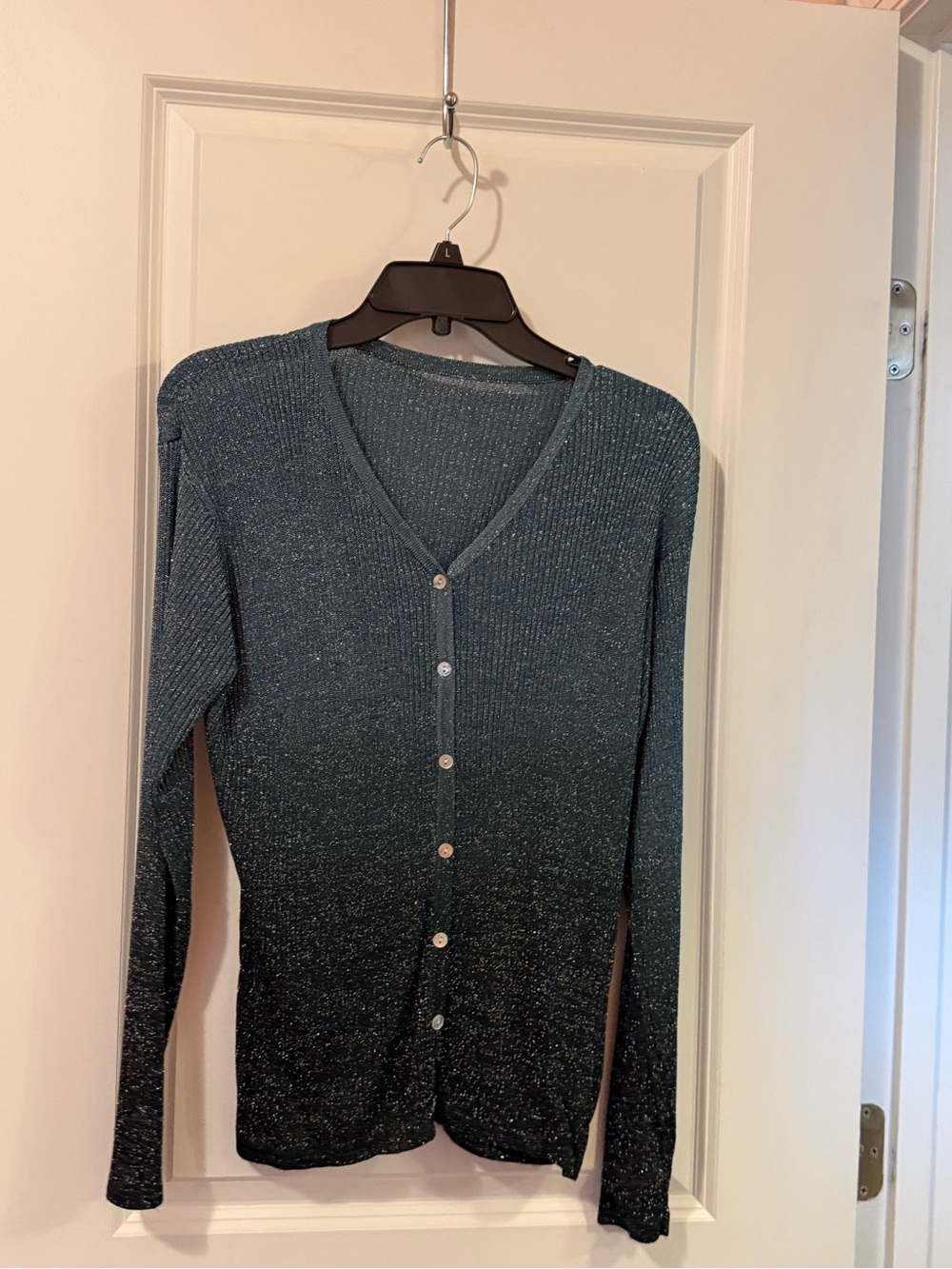 Shimmery Ombre V-Neck Button Cardigan